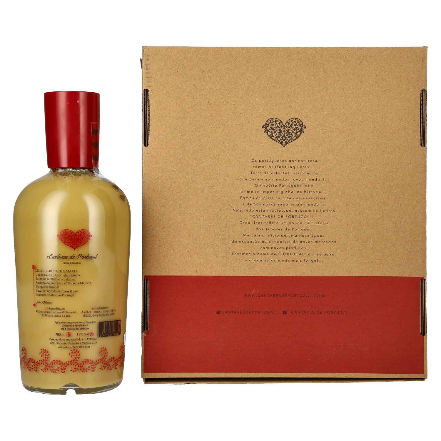 Cantares de Portugal Licor de Bolacha Maria 15% Vol. 0,7l in geschenkverpakking met 2 glazen