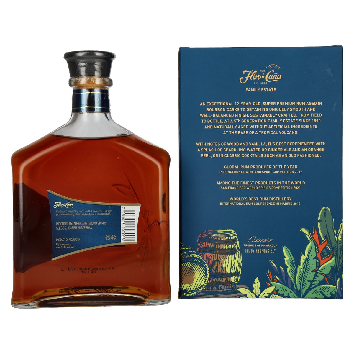 Flor de Caña Centenario 12 Years Old Rum 40% Vol. 0,7l in Geschenkbox