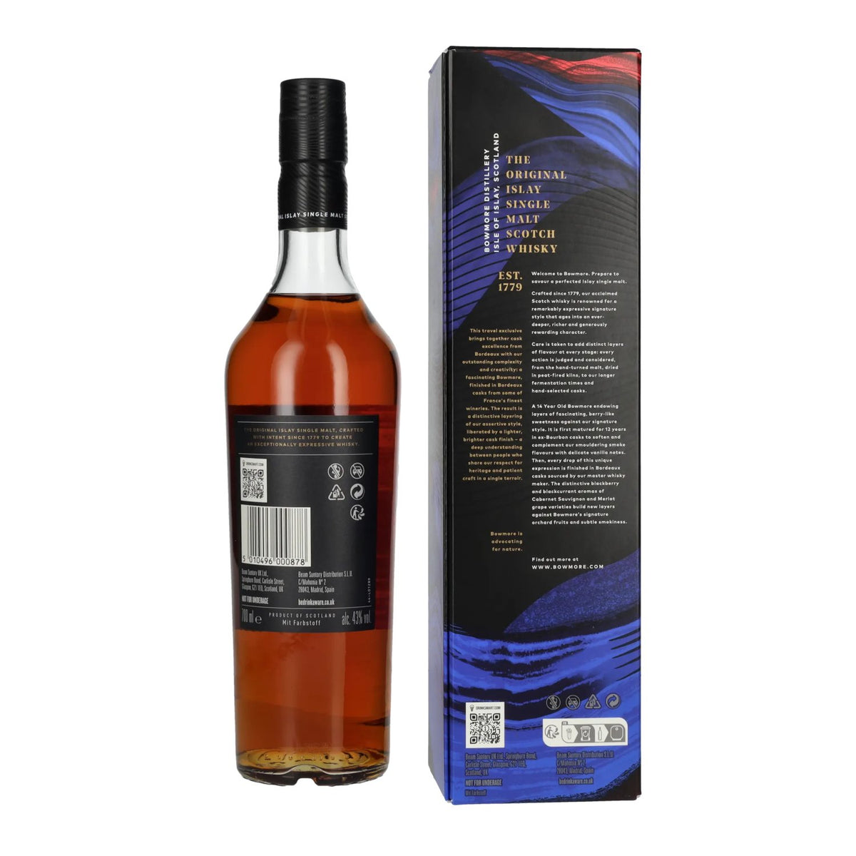 Bowmore 14 Years Old Bordeaux Cask Finish Islay Single Malt 43% vol. 0.7 l in a gift box