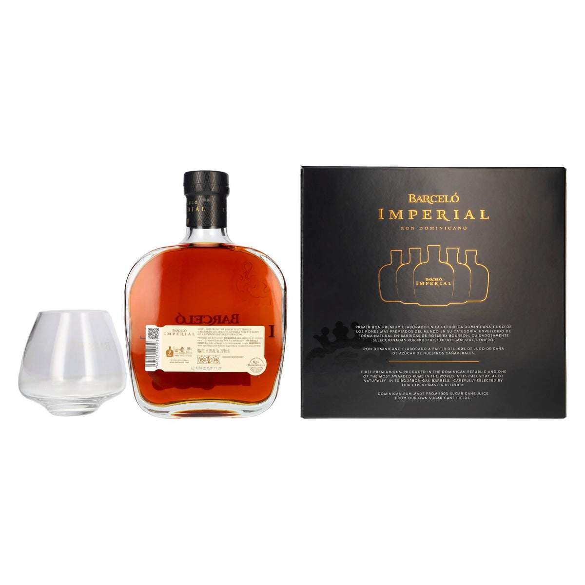 Barceló Imperial Ron Dominicano 38 % vol., 0,7 l, dans un coffret cadeau avec 2 verres