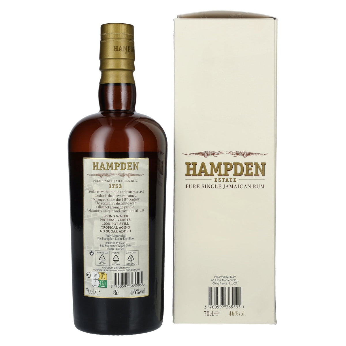 Hampden Estate Rum 1753 3 Years Old Pure Single Jamaican Rum 46% vol. 0,7 l in geschenkverpakking