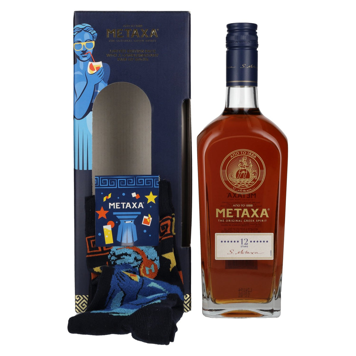 Metaxa 12 Stars 40% vol. 0.7 l in a gift box with socks