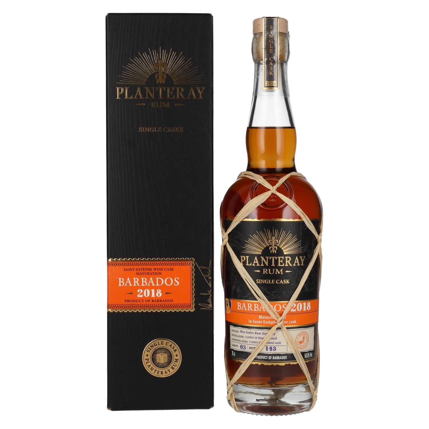 Planteray Rum BARBADOS 2018 Saint Estèphe Cask Finish 50,5% Vol. 0,7l in Geschenkbox
