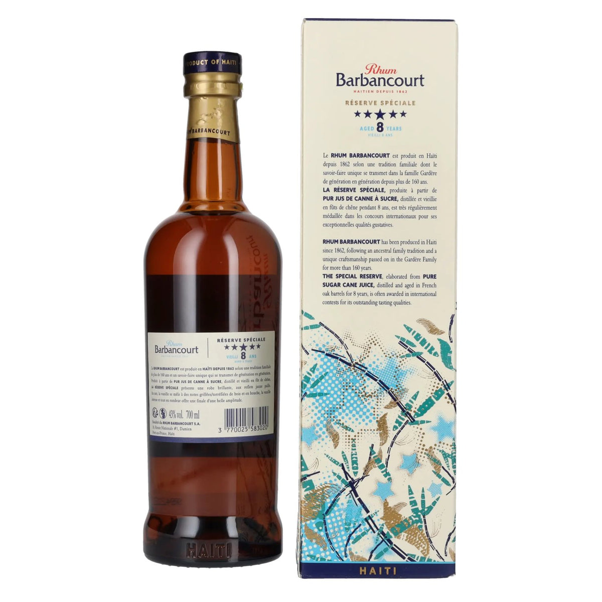 Barbancourt 8 ans d'âge Réserve Spéciale Haïti Rhum 43 % vol. 0,7 l dans un coffret cadeau