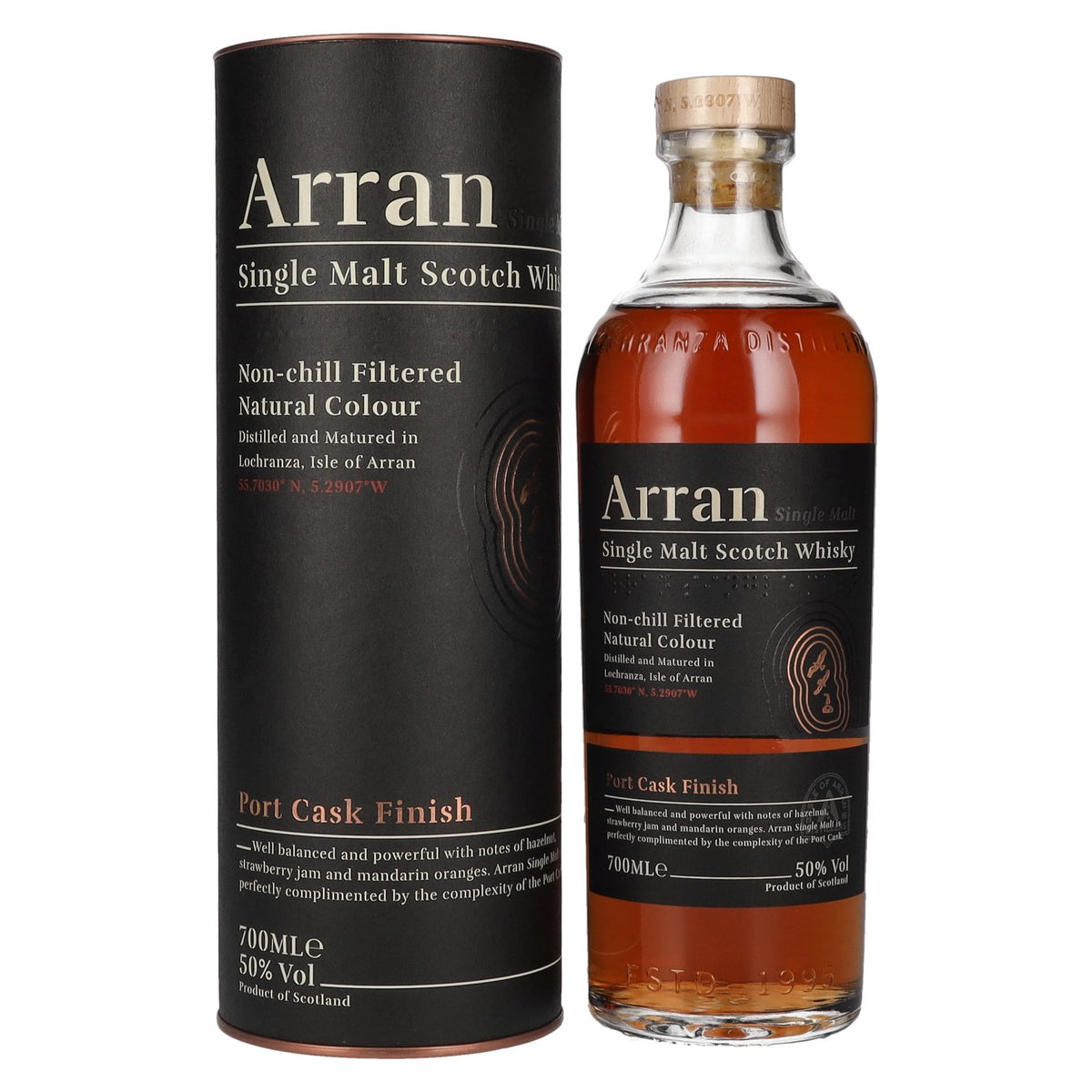 Arran Single Malt PORT CASK FINISH Single Malt Scotch Whisky 50% vol. 0,7 l in geschenkverpakking
