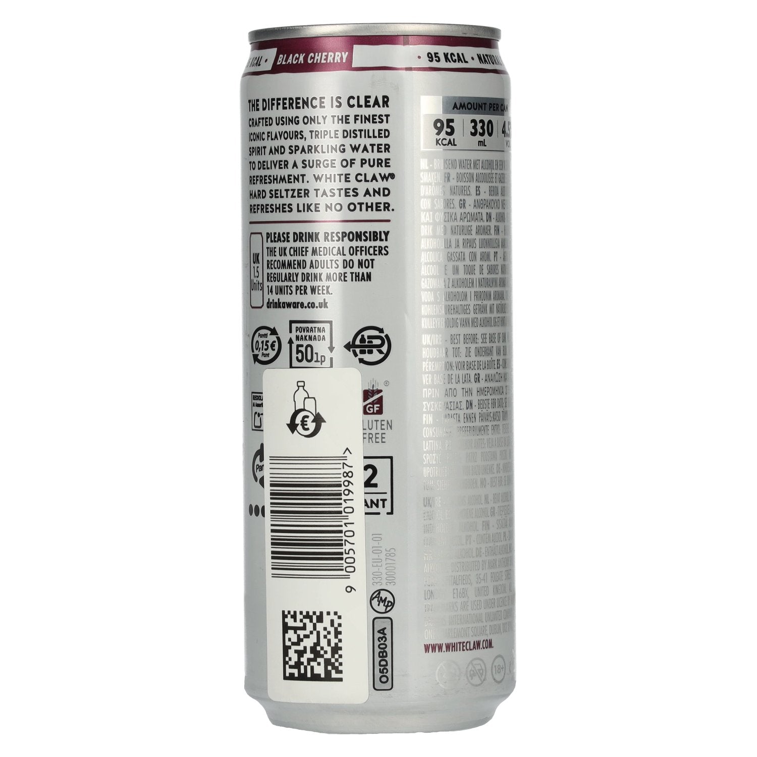 White Claw Hard Seltzer Black Cherry 4,5% vol. 12x0,33l canettes consignées