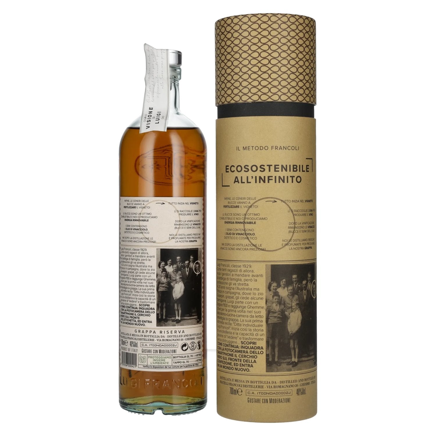 Luigi Francoli Grappa Riserva La Visione di Luigi 40% Vol. 0,7l in Geschenkbox