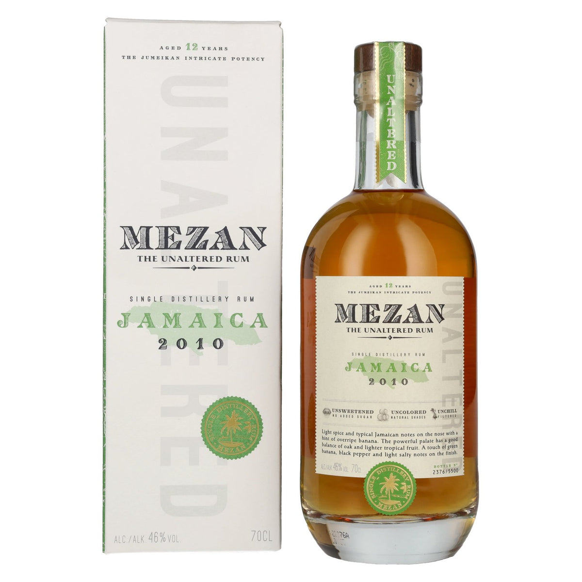 Mezan The Unaltered Rum Jamaica 2010 46% vol. 0.7 l in a gift box