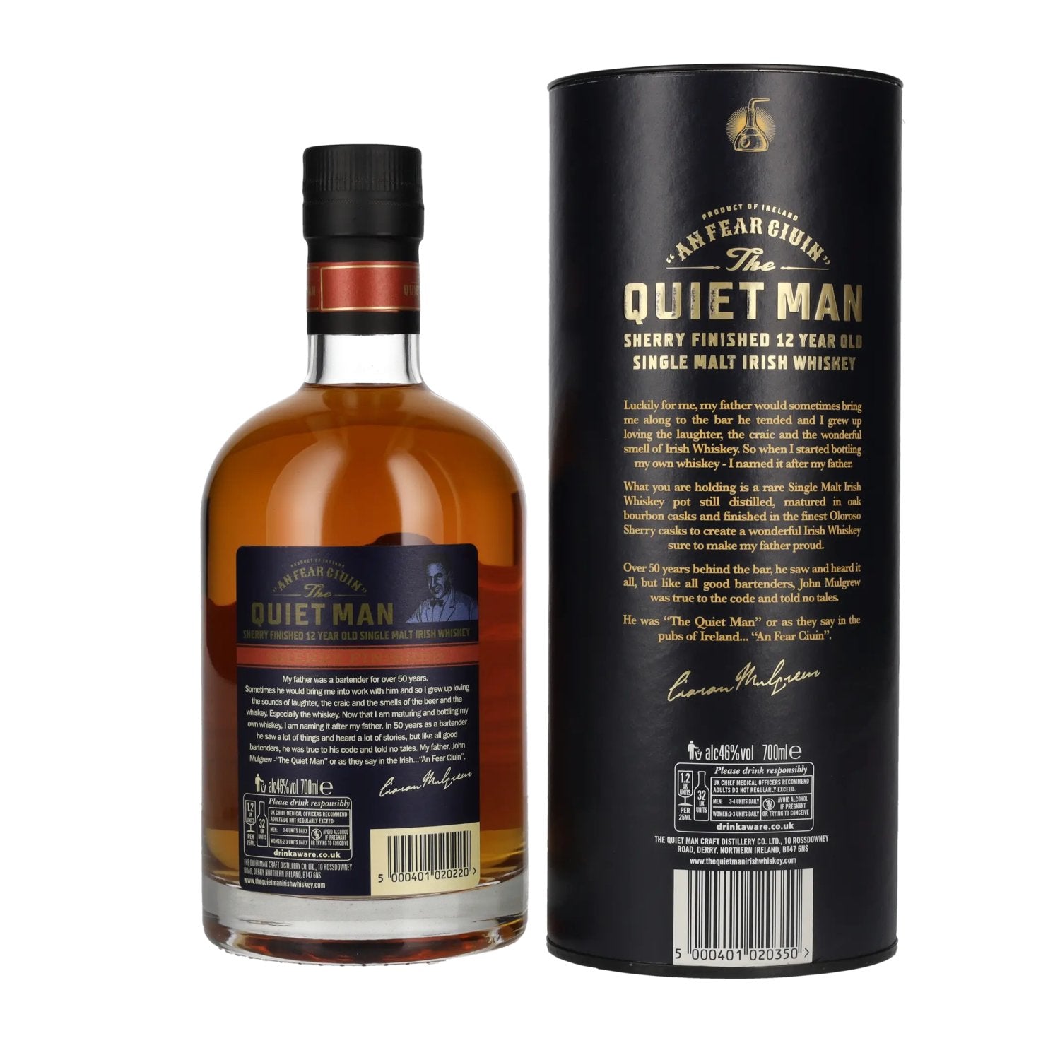 The Quiet Man AN FEAR CIUIN 12 Year Old SHERRY FINISHED 46% Vol. 0,7l in geschenkverpakking
