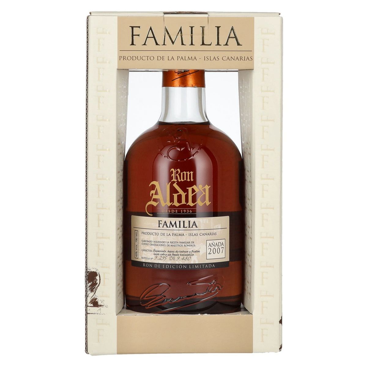 Ron Aldea FAMILIA Limited Edition Oogstjaar 2007 43% vol. 0,7 l in geschenkverpakking