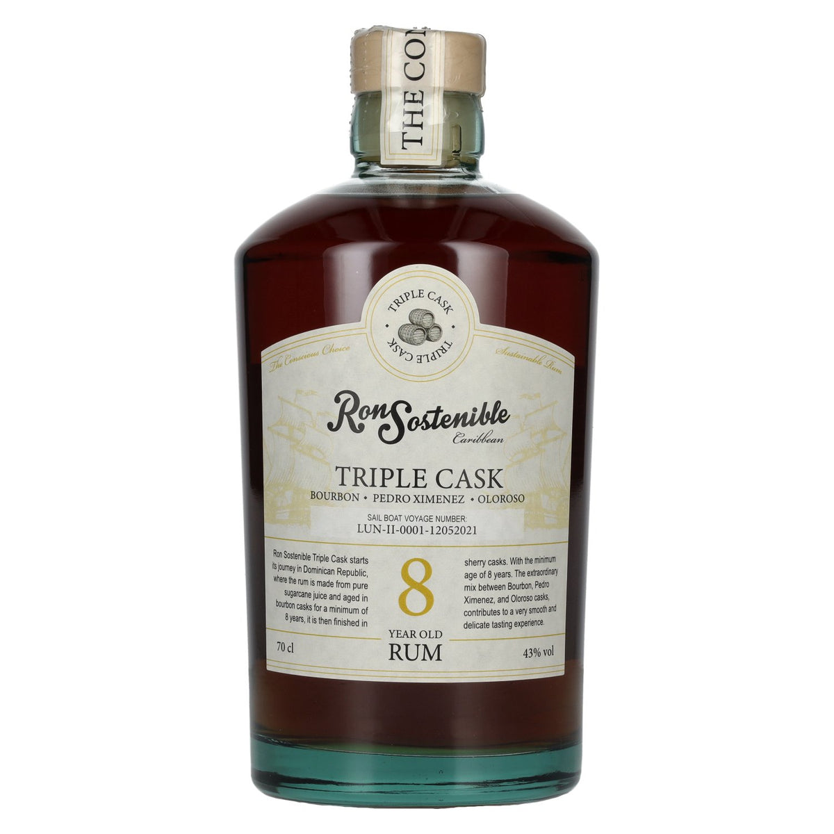 Ron Sostenible 8 Years Old Triple Cask Rum 43% vol. 0,7 l