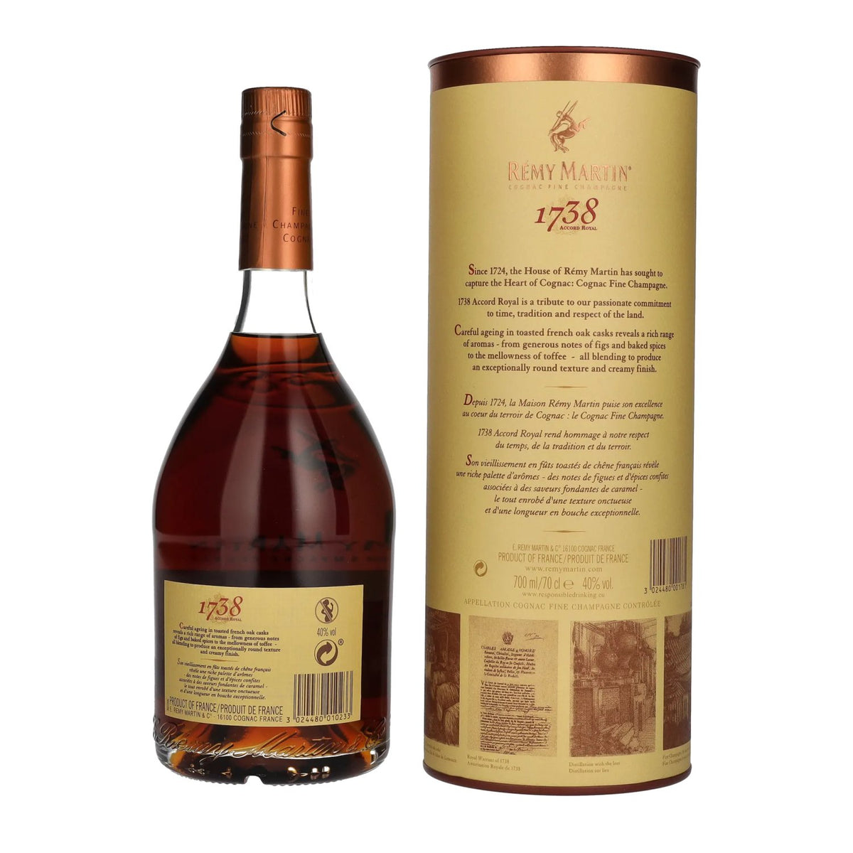 Cognac Rémy Martin 1738 ACCORD ROYAL Fine Champagne 40 % vol., 0,7 l, dans un coffret cadeau