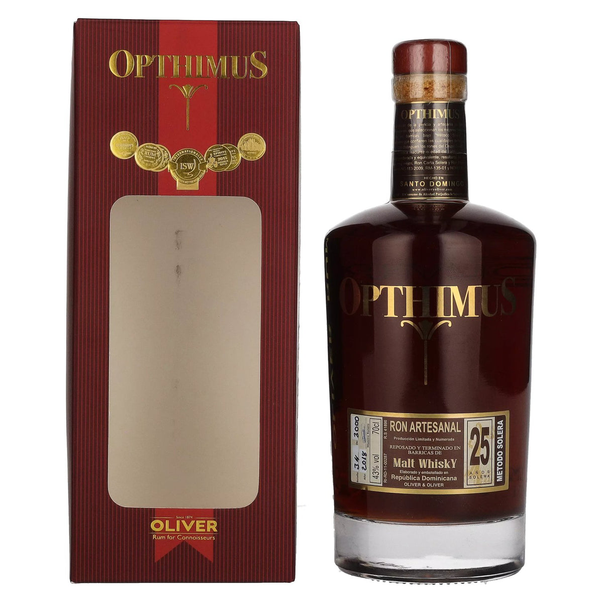 Opthimus 25-Year-Old Malt Whisky Finish 43% ABV 0.7l in a gift box