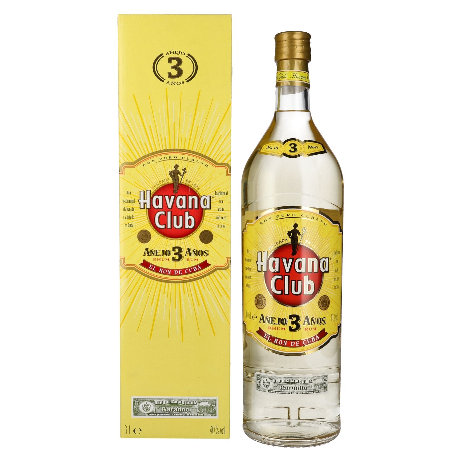 Havana Club Añejo 3 Años Rum 40% Vol. 3l in geschenkverpakking