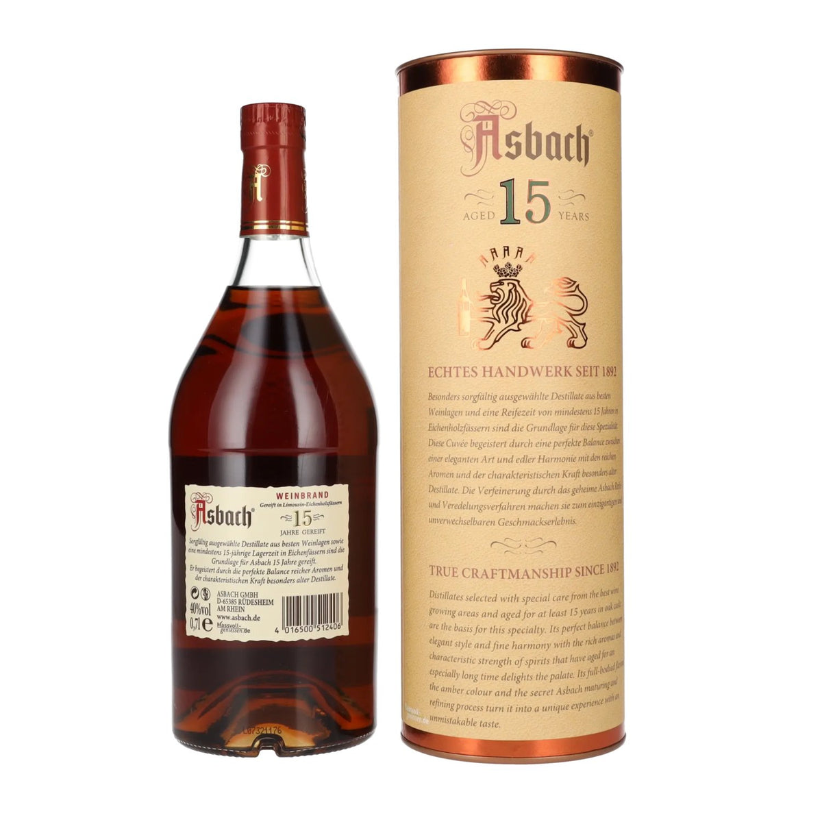 Asbach Spezialbrand 15 Jahre gereift 40% Vol. 0,7l in Geschenkbox
