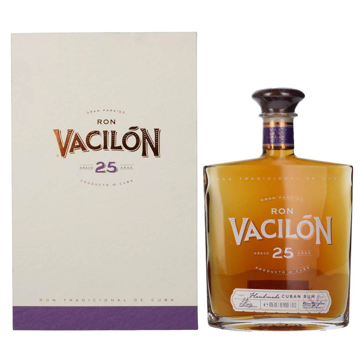 Ron Vacilón GRAN PARAÍSO 25-Year-Old Añejo 40% ABV 0.7l in a gift box