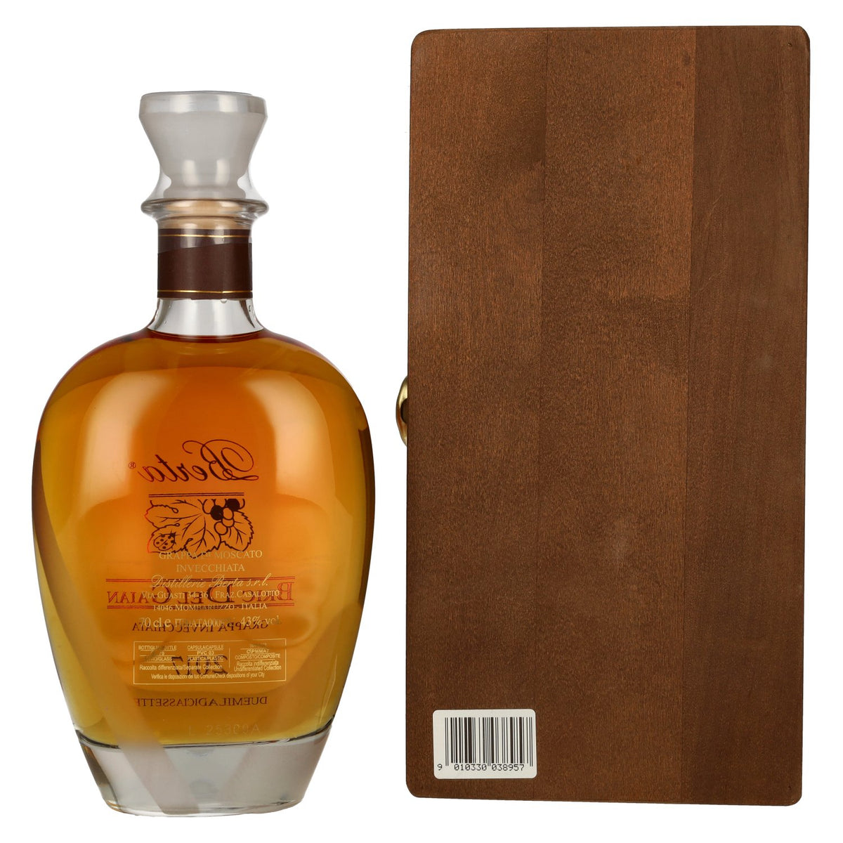 Berta Bric del Gaian Grappa di Moscato Invecchiata 2017 43% vol. 0,7 l in houten kist