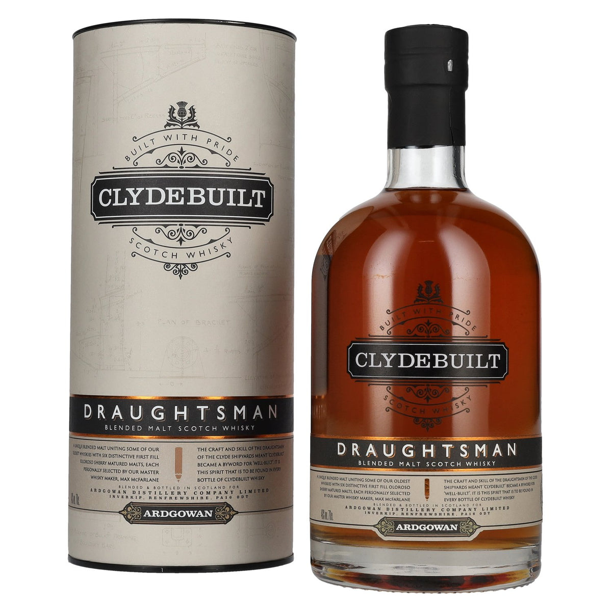 Ardgowan Clydebuilt DRAUGHTSMAN Blendend Malt Scotch Whisky 46 % vol., 0,7 l, dans un coffret cadeau