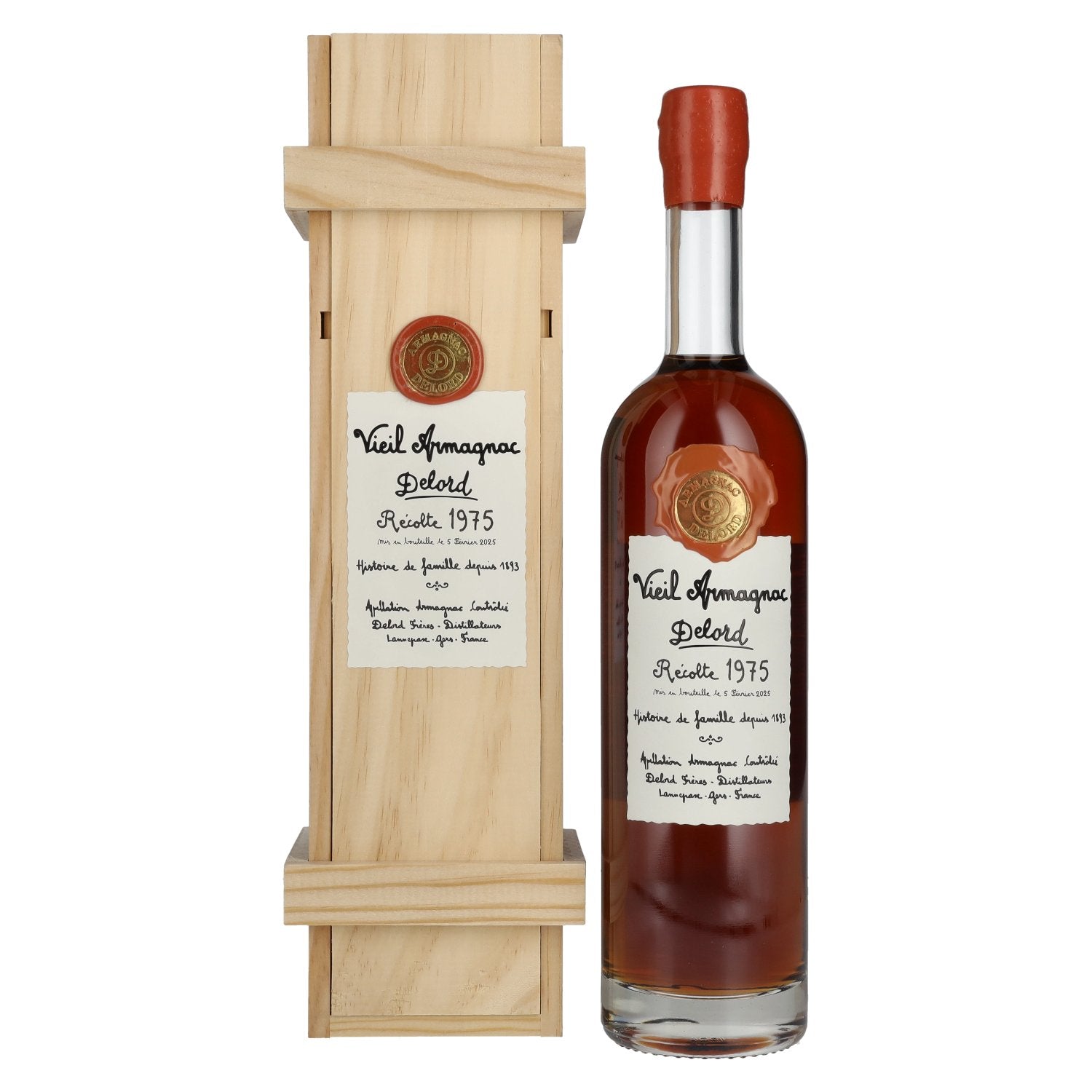 Vieil Armagnac Delord Vintage Récolte 1975 40% Vol. 0,7l in houten doos