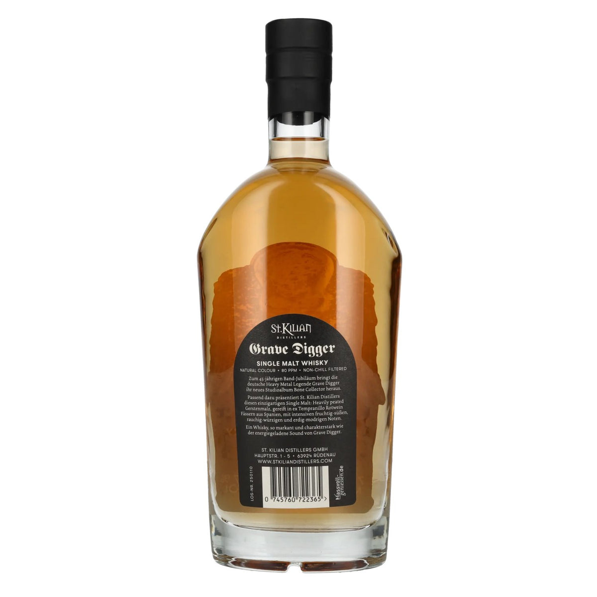 St. Kilian GRAVE DIGGER Bone Collector Heavily Peated Single Malt Whisky 47% ABV 0.7 l