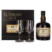 El Dorado 15 ans d'âge, rhum Finest Demerara SPECIAL RESERVE 43 % vol., 0,7 l, dans un coffret cadeau avec 2 verres