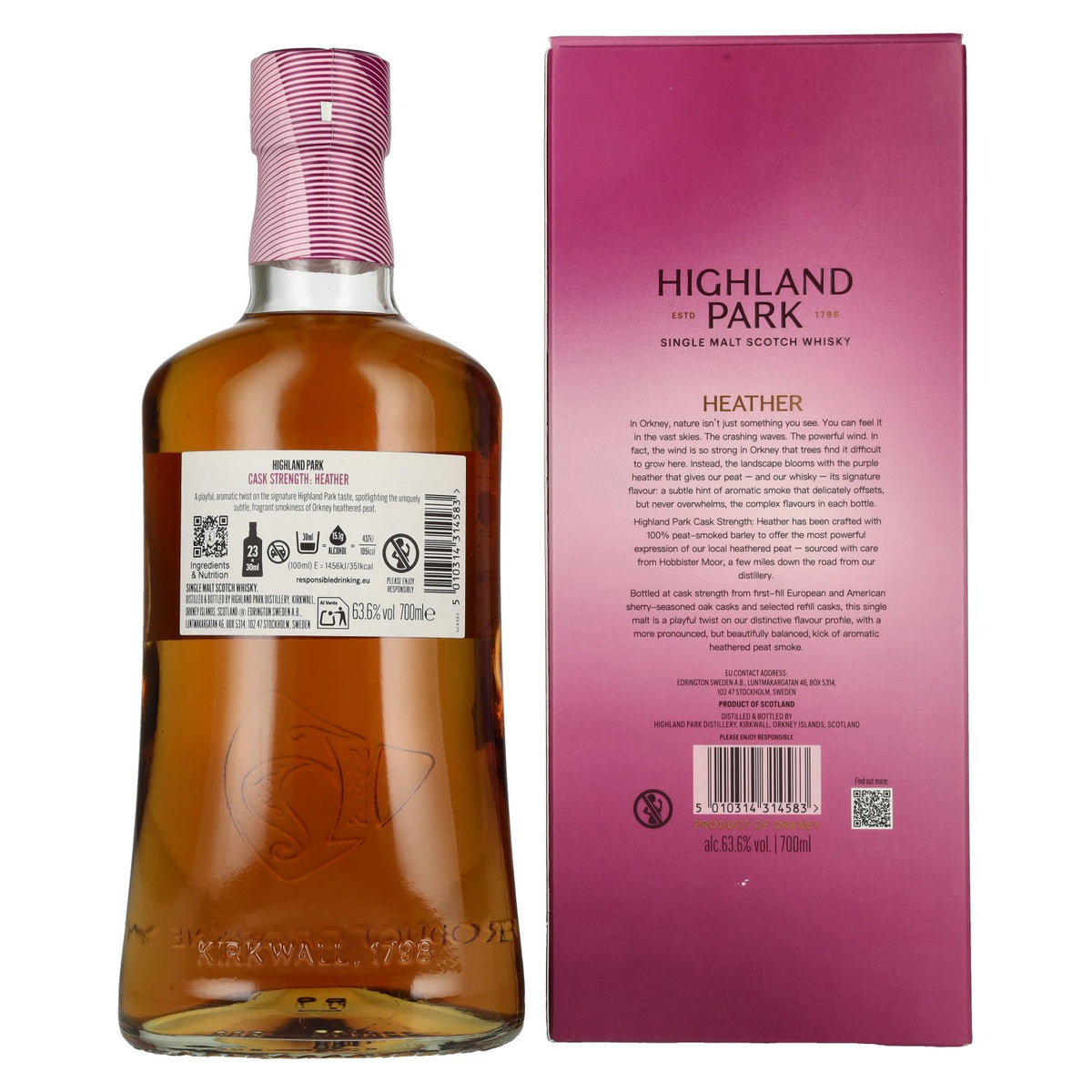 Highland Park HEATHER Cask Strength Single Malt Scotch Whisky 63.6% ABV, 0.7 litres, in a gift box