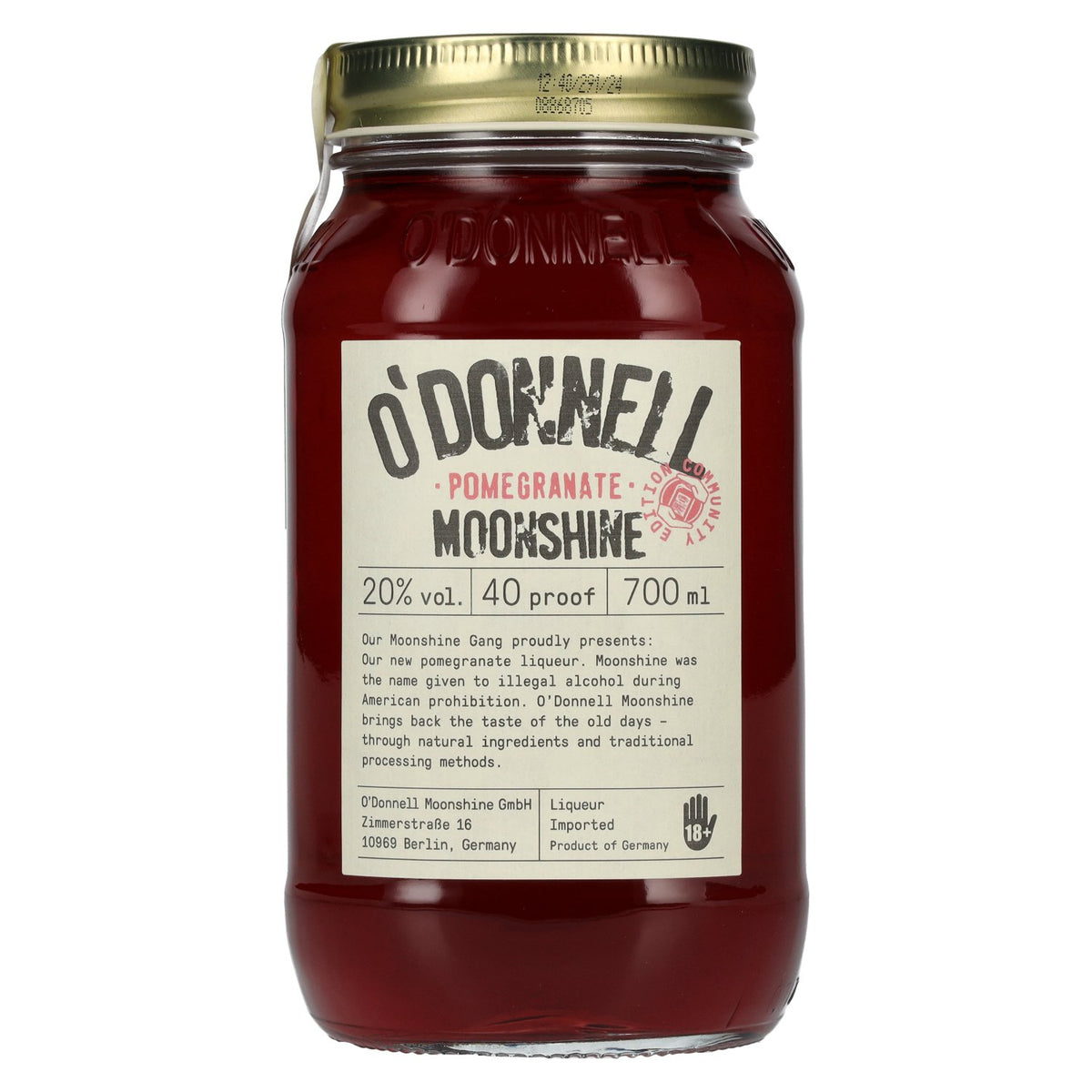 O'Donnell Moonshine POMEGRANATE Liqueur 20% ABV 0.7l
