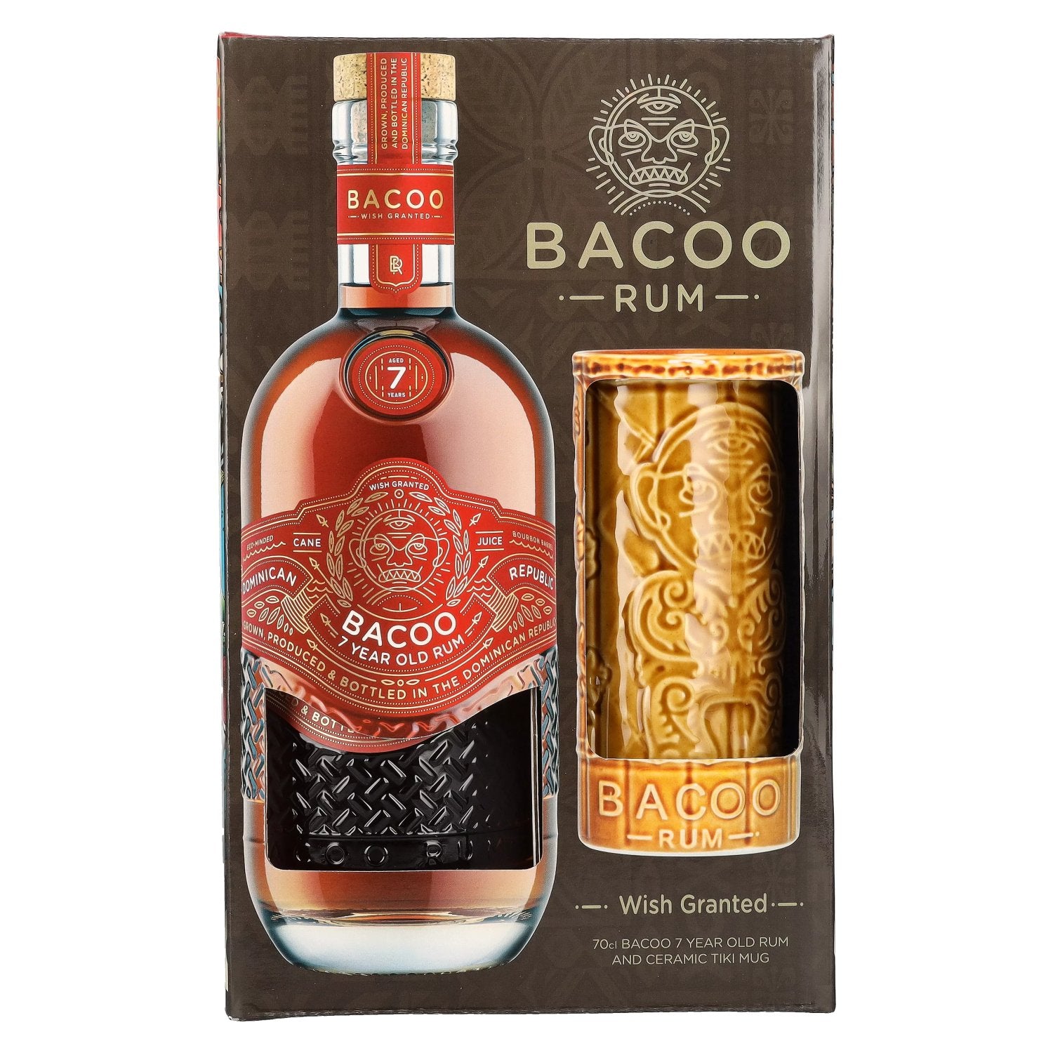 Bacoo 7 Years Old Rum 40% Vol. 0,7l in Geschenkbox mit Tiki Mug