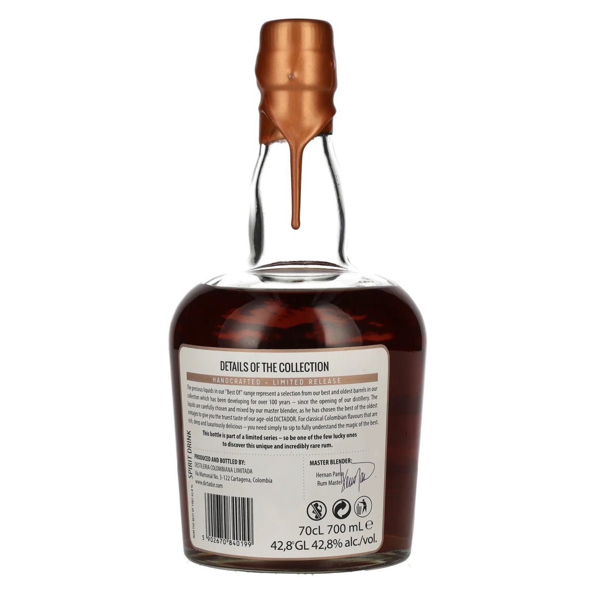 Dictador BEST OF 1982 Colombian Rum 080516/PC108 Limited Release 42.8% vol. 0.7 l