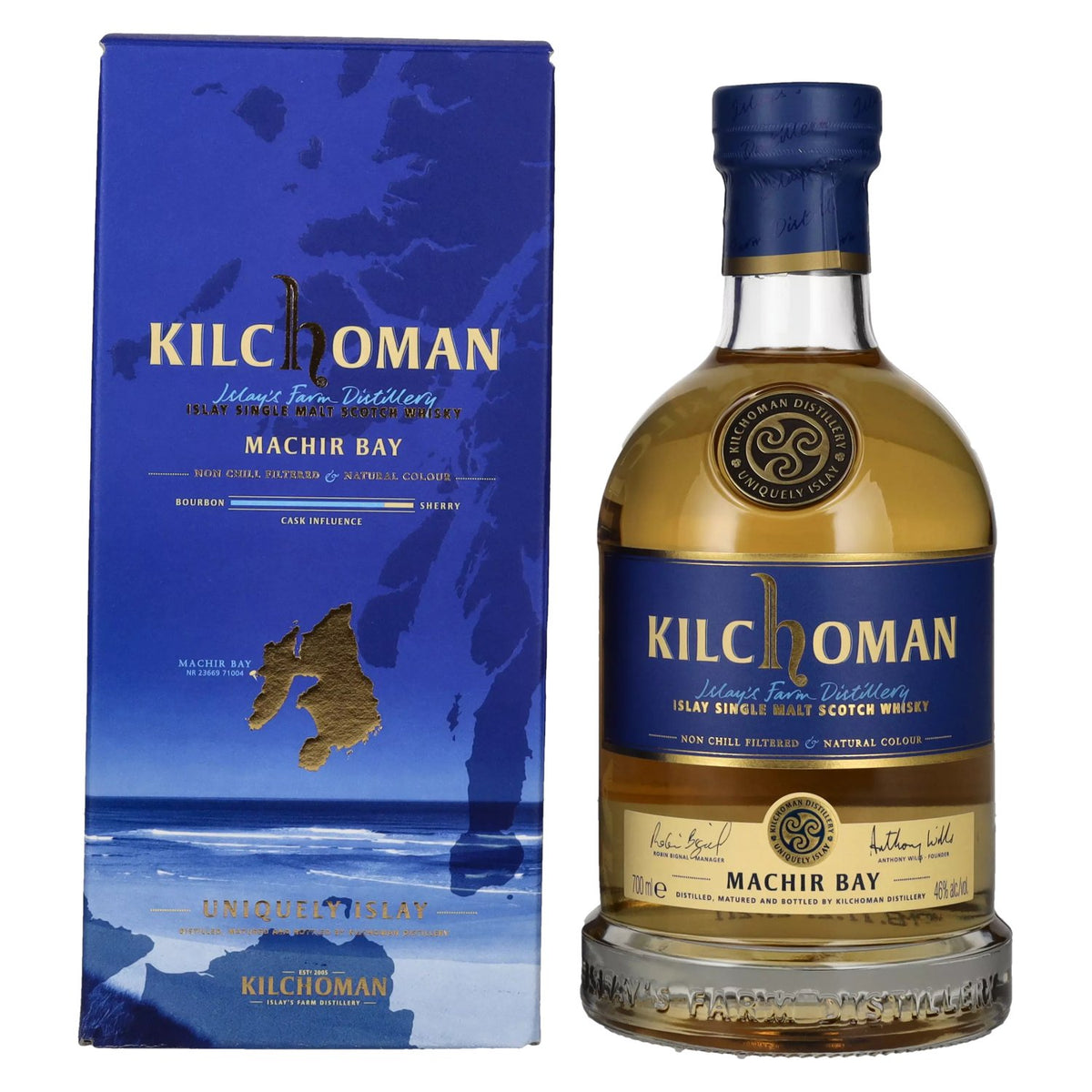Kilchoman MACHIR BAY, whisky single malt d'Islay, 46 % vol., 0,7 l, dans un coffret cadeau