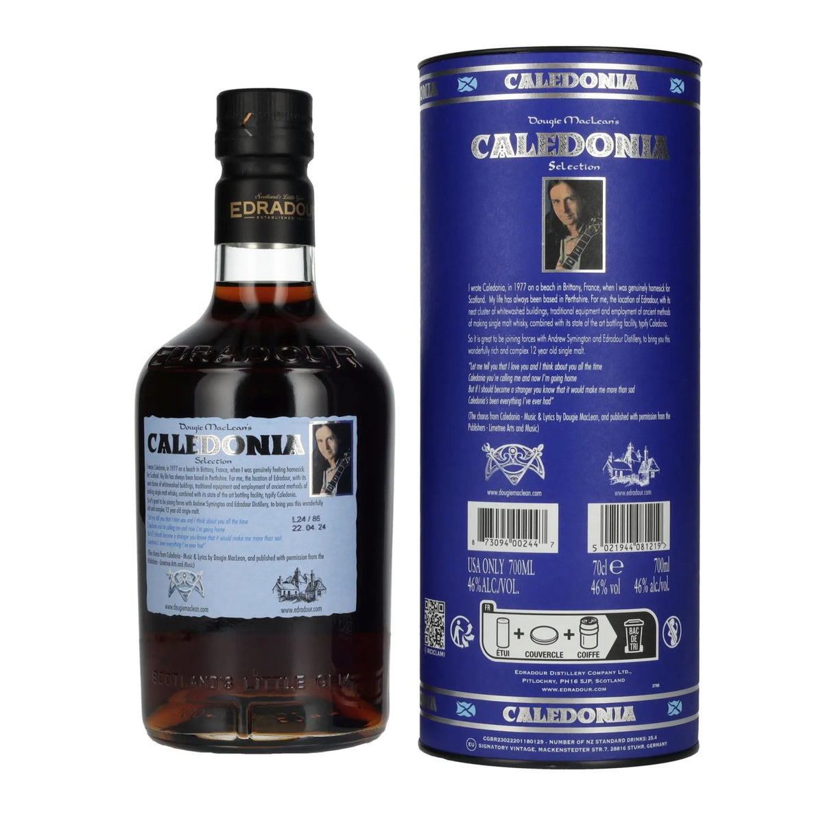 Edradour CALEDONIA 12 Years Old Highland Single Malt 46% ABV 0.7l in a gift box