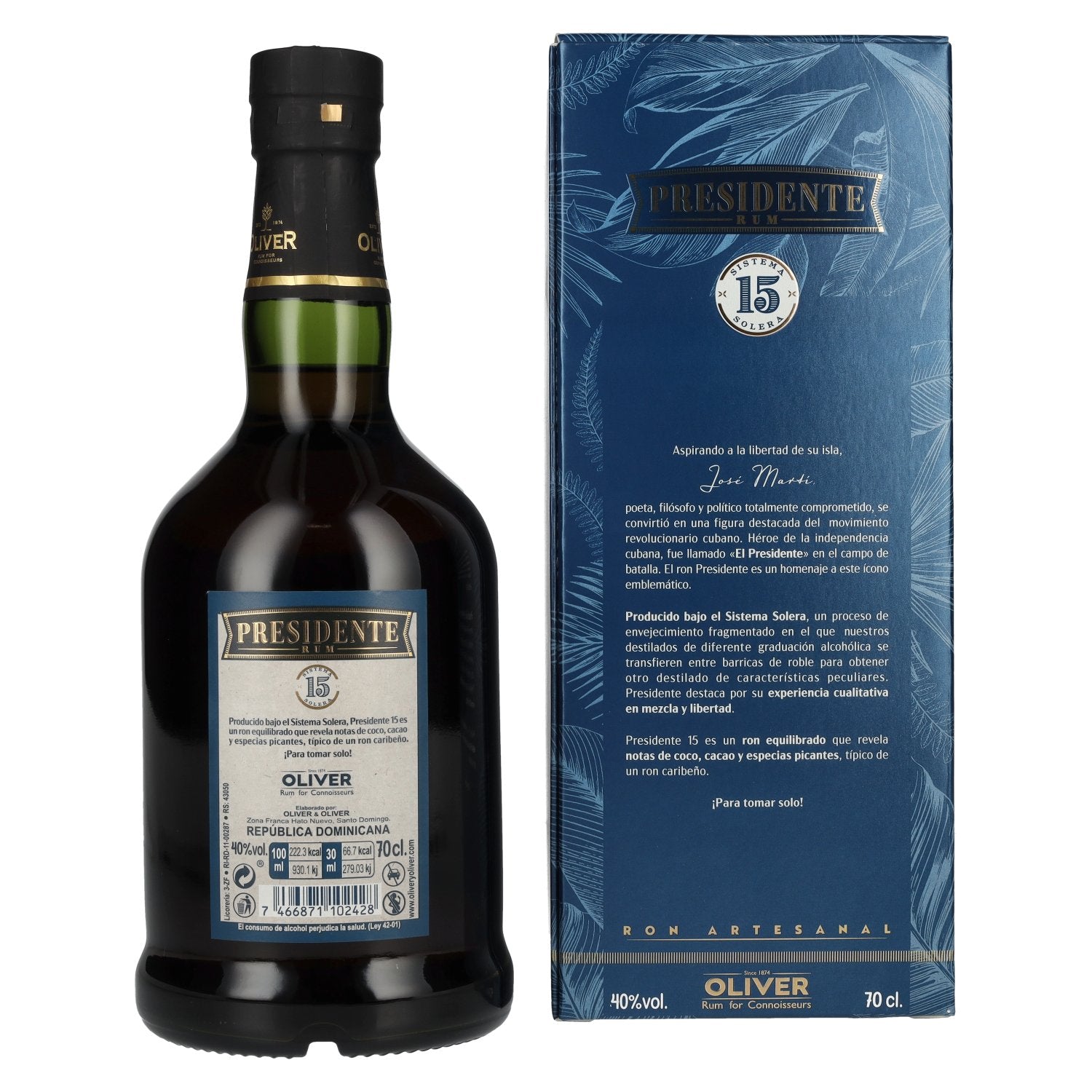 Presidente 15 Sistema Solera Rum 40% Vol. 0,7l in geschenkverpakking