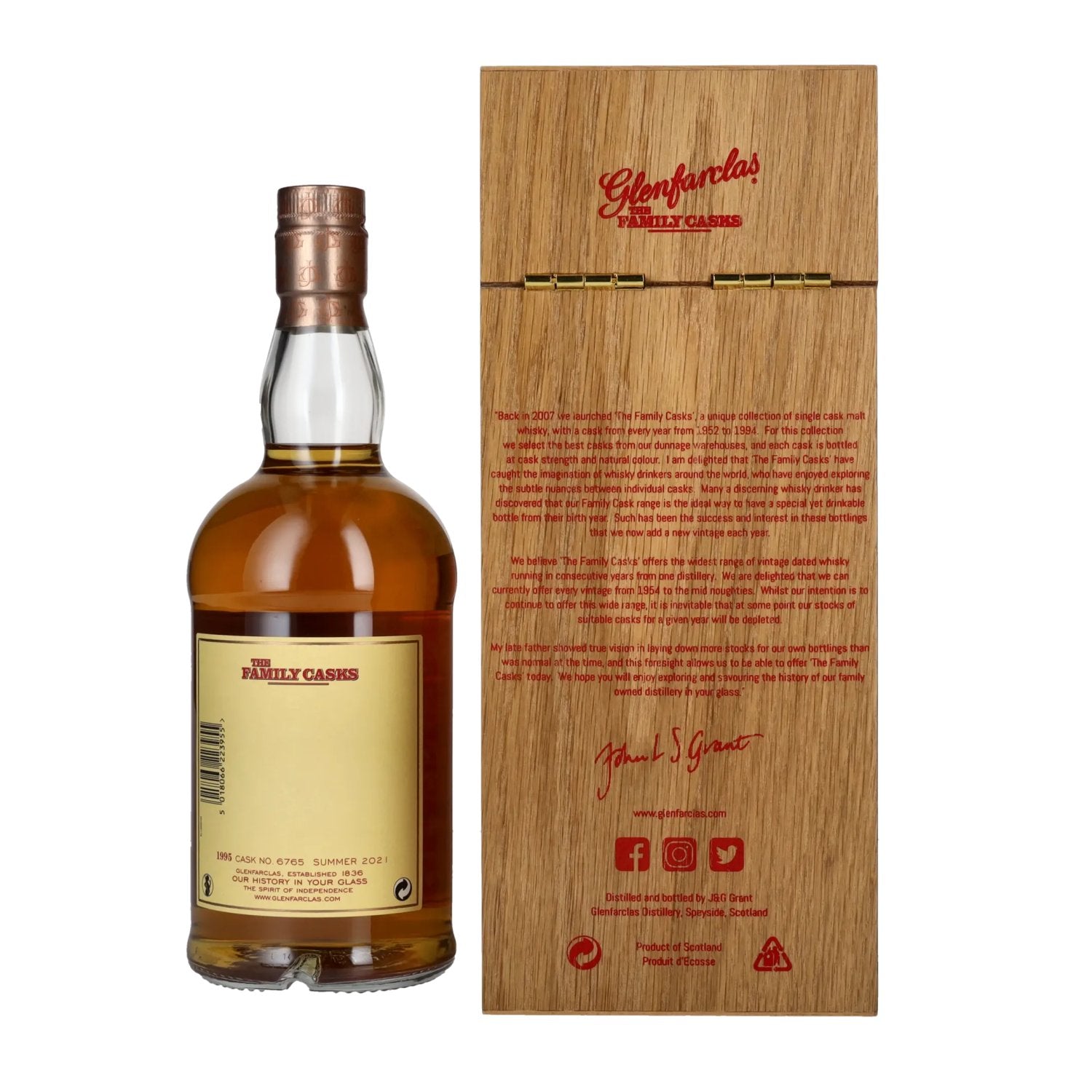 Glenfarclas THE FAMILY CASKS Single Cask SUMMER 2021 4th Fill Butt 1995 57,7% vol. 0,7l en caisse bois