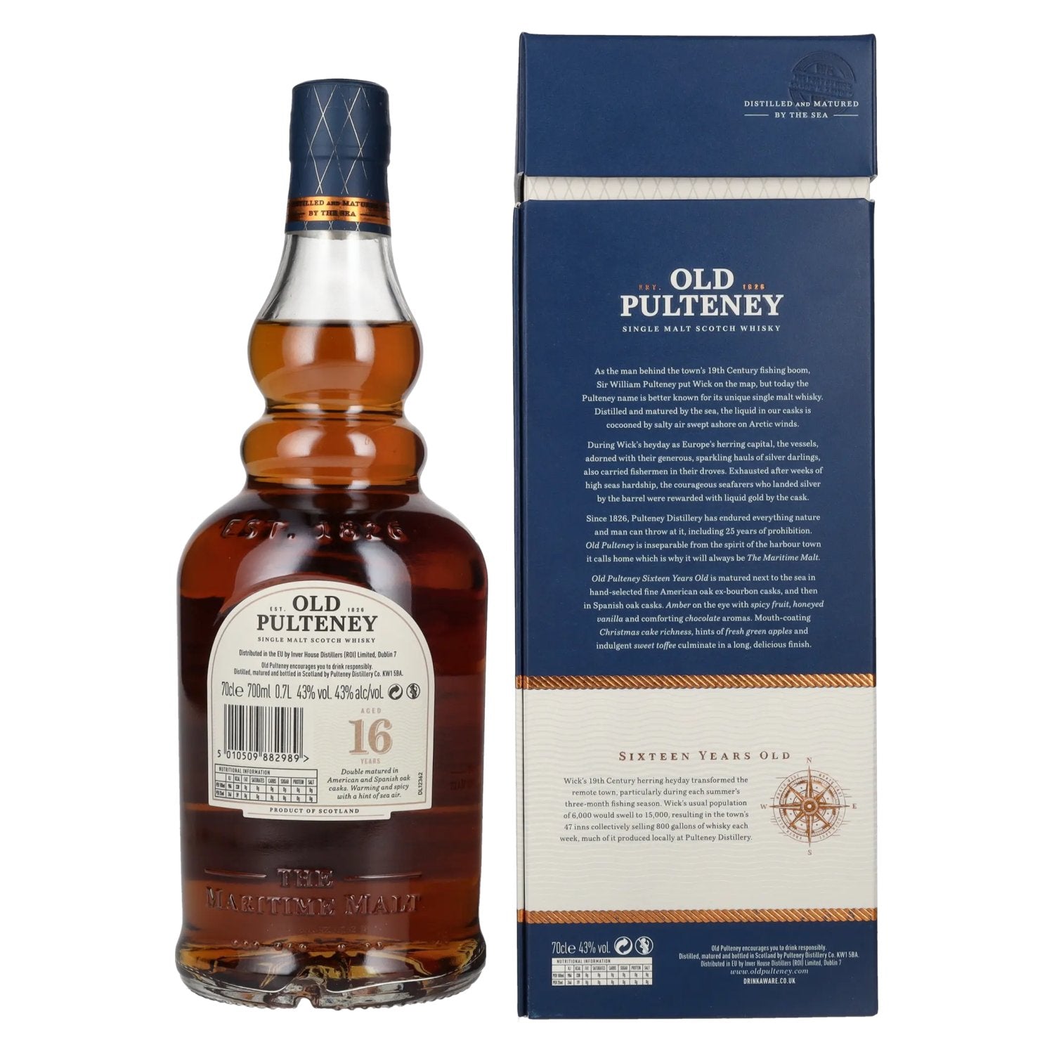 Old Pulteney 16 Years Old Single Malt TRAVELLER'S EXCLUSIVE 43% Vol. 0,7l in geschenkverpakking