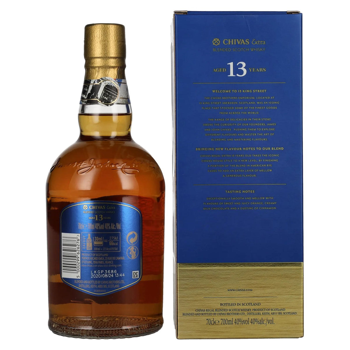 Chivas Regal EXTRA 13 ans d'âge, finition en fûts de seigle américain, 40 % vol., 0,7 l, dans un coffret cadeau