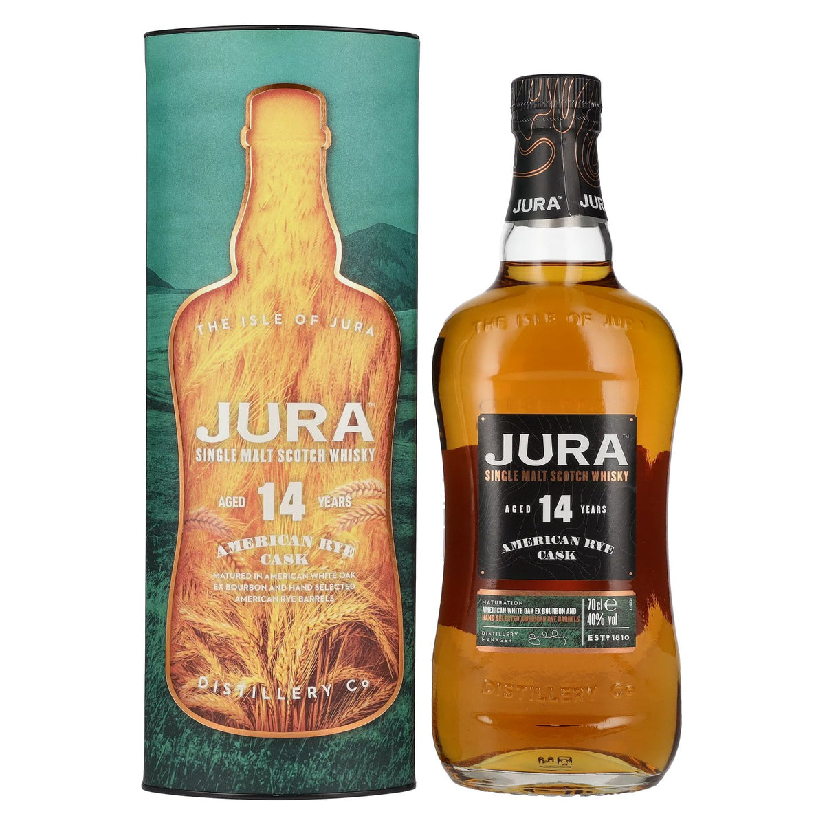 Jura 14 Years Old American Rye Cask Single Malt Scotch Whisky 40% vol. 0.7 l in a gift box