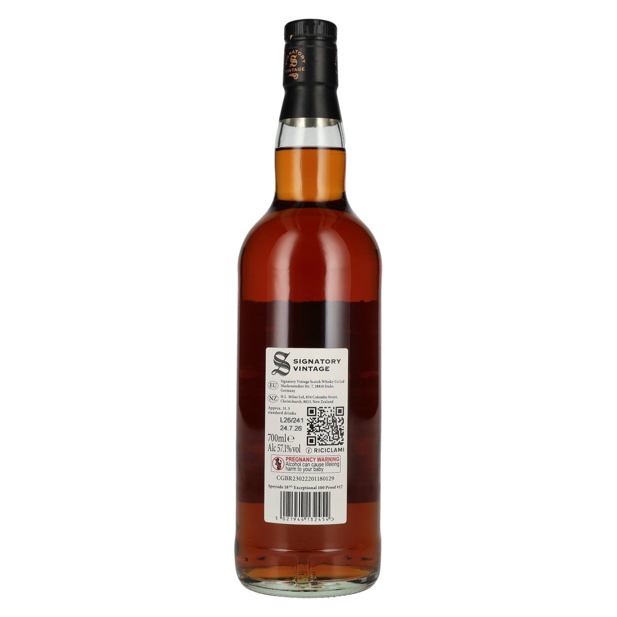 Signatory Vintage 100 Proof Edition SPEYSIDE (M) Single Malt de 18 ans d'âge n° 17 2008 57,1 % vol. 0,7 l