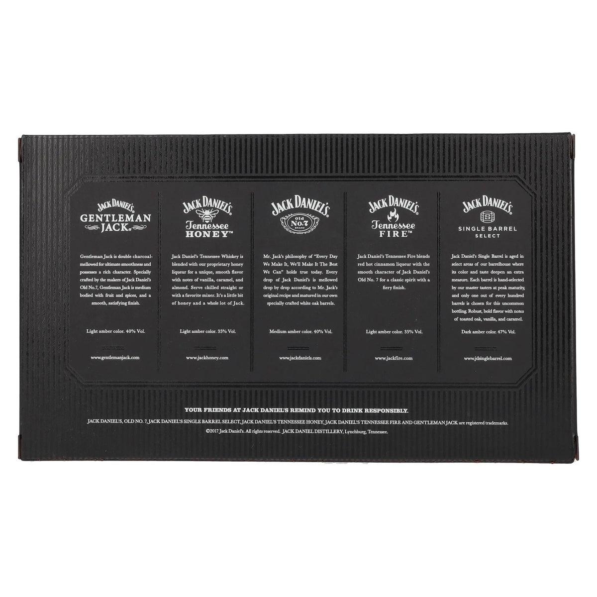 Jack Daniel's FAMILY OF FINE SPIRITS 39% ABV, 5 x 0.05 l in a gift box