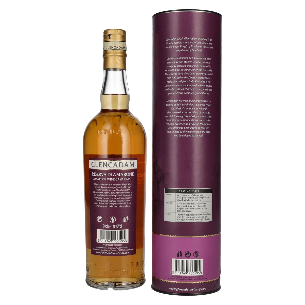 Glencadam RISERVA DI AMARONE Single Malt AMARONE WINE CASK FINISH 46% vol. 0,7 l in geschenkverpakking