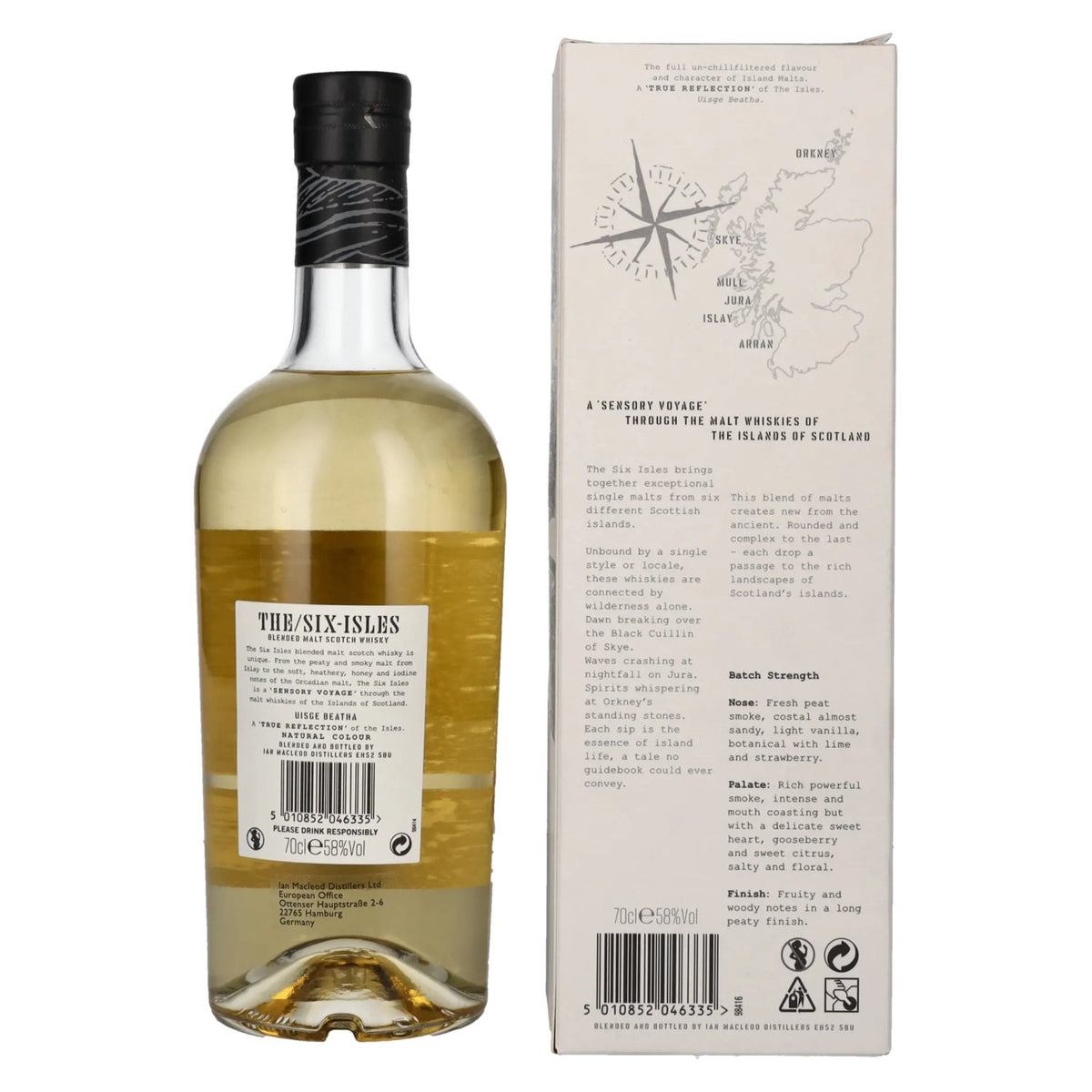 The Six Isles Whisky blended malt « BATCH STRENGTH » 58 % vol., 0,7 l, dans un coffret cadeau