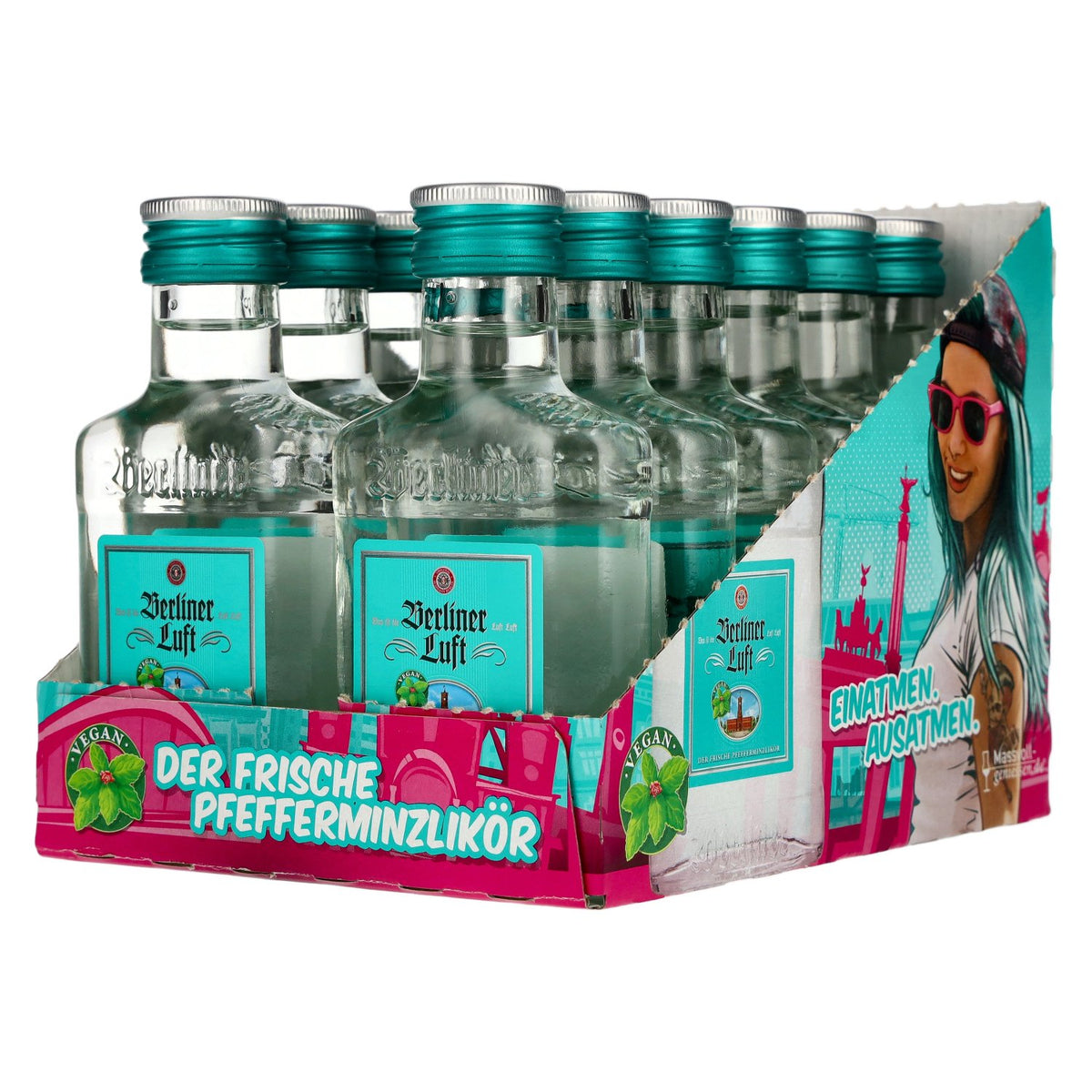 Berliner Luft DER FRISCHE – Liqueur de menthe poivrée 18 % vol. 12 x 0,1 l