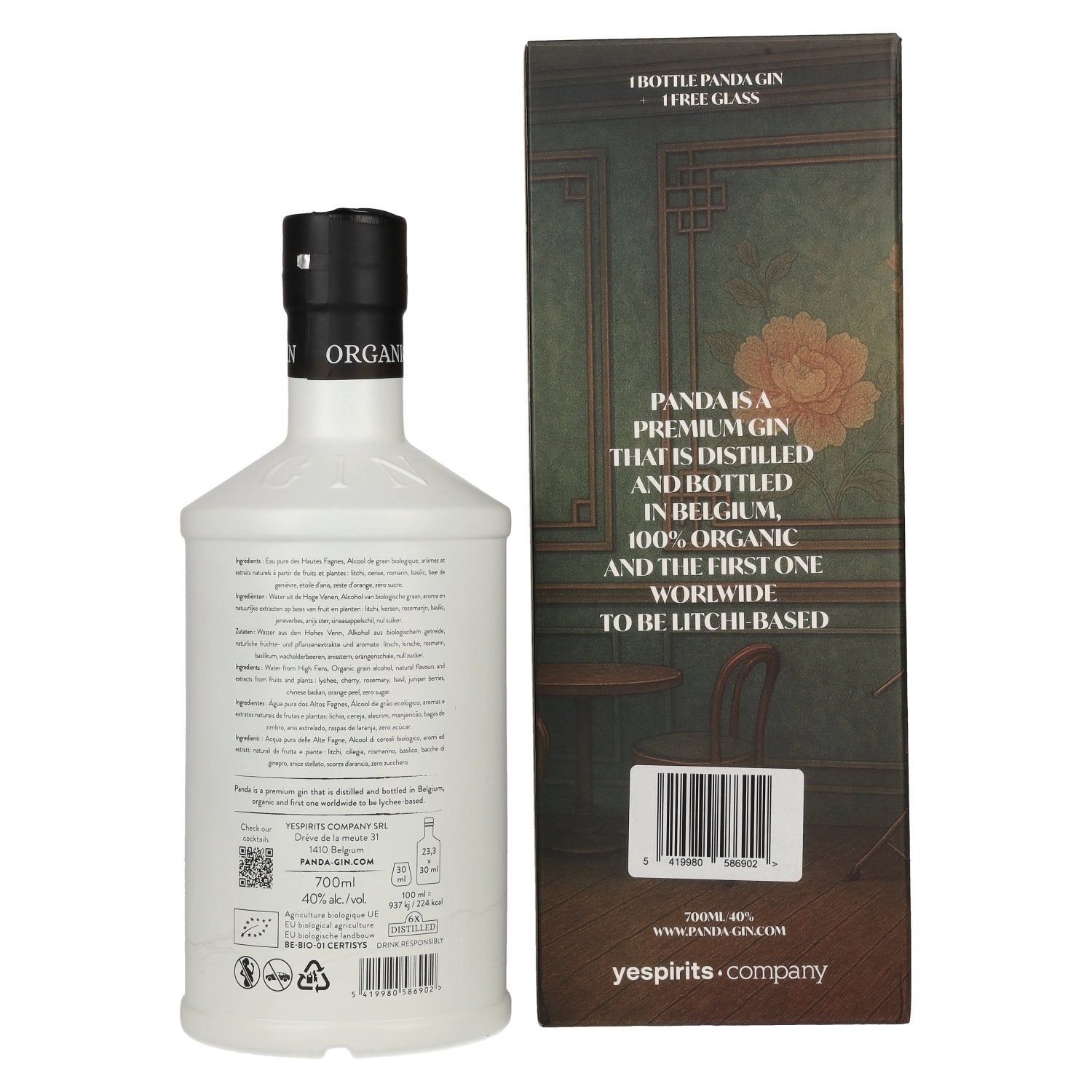PANDA Organic Gin 40% Vol. 0,7l in Geschenkbox mit Glas