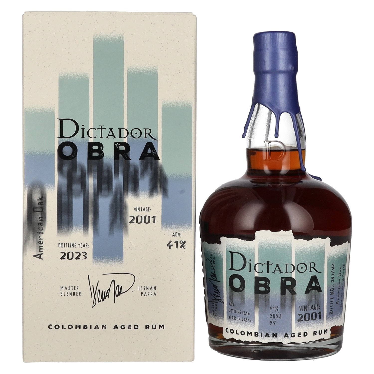 Dictador OBRA VINTAGE 22 Jaar Oude AMERIKAANSE OAK CASK Rum 2001 41% Vol. 0,7l in geschenkverpakking