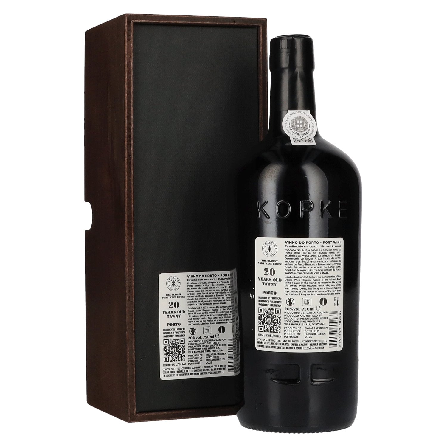 Kopke 20 Years Old TAWNY Porto 20% Vol. 0,75l dans une caisse en bois
