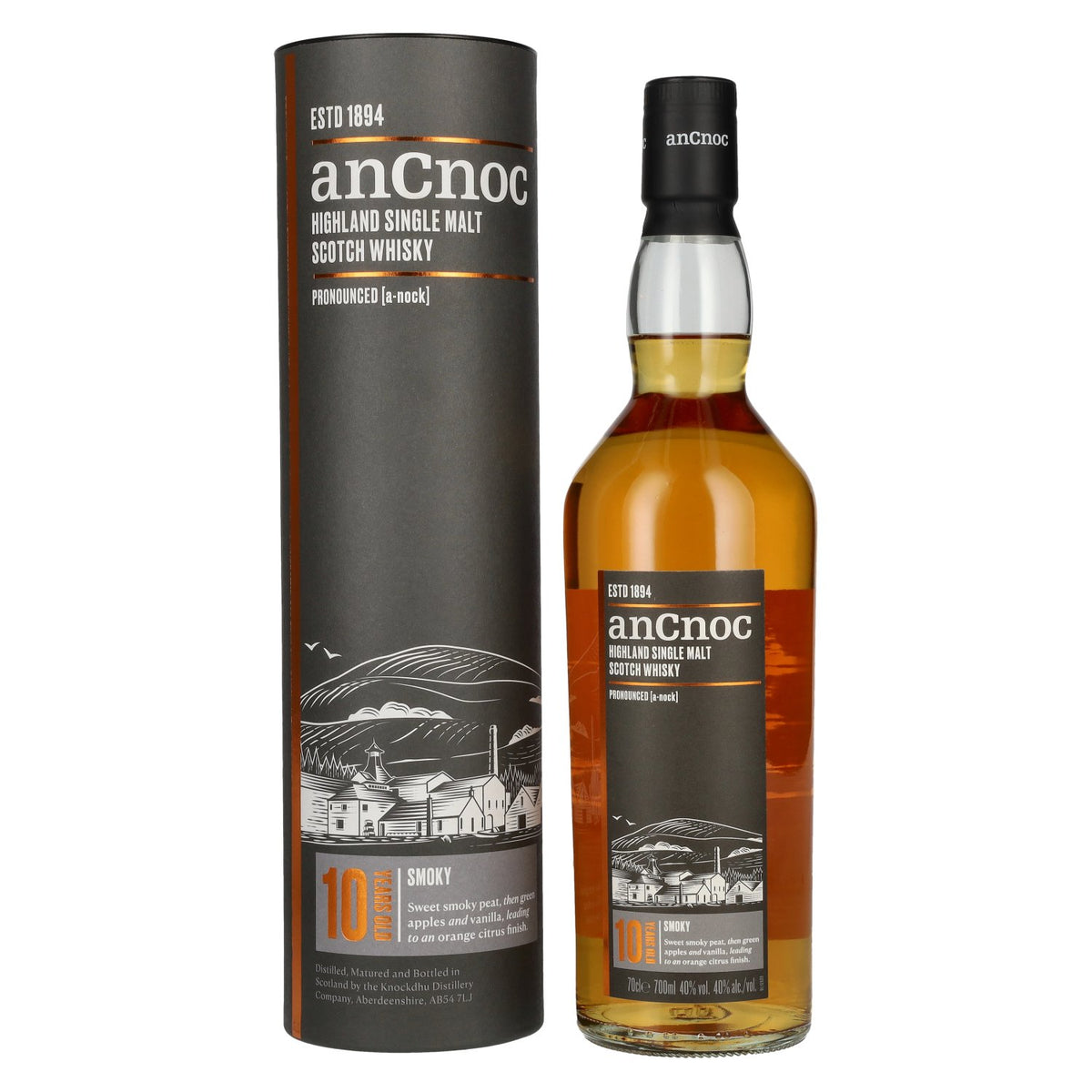 AnCnoc 10-Year-Old Highland Single Malt 40% ABV 0.7l in a gift box