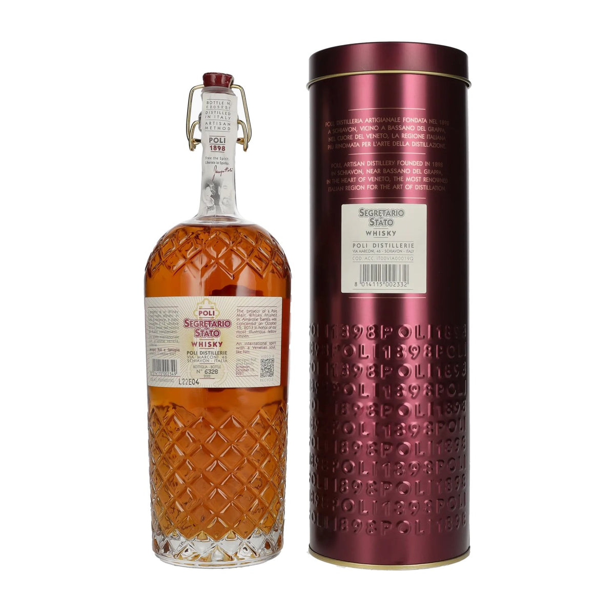 Poli Segretario di Stato Pure Malt Whisky 43% Vol. 0,7l in Tinbox