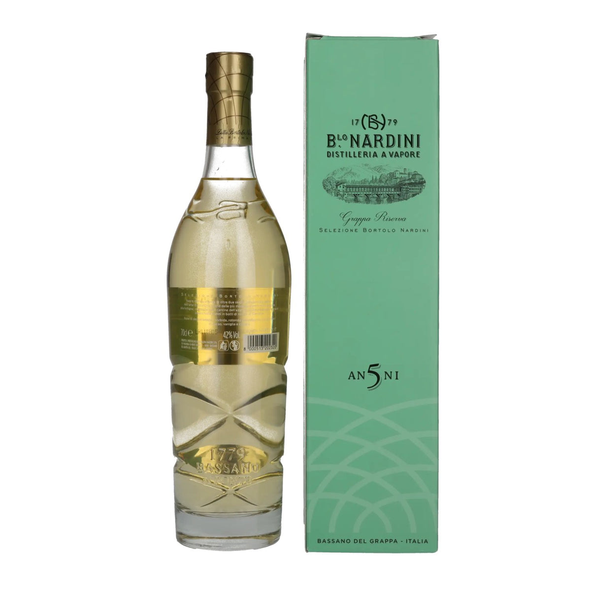 Grappa Nardini Riserva 5 ANNI 42 % vol., 0,7 l, dans un coffret cadeau