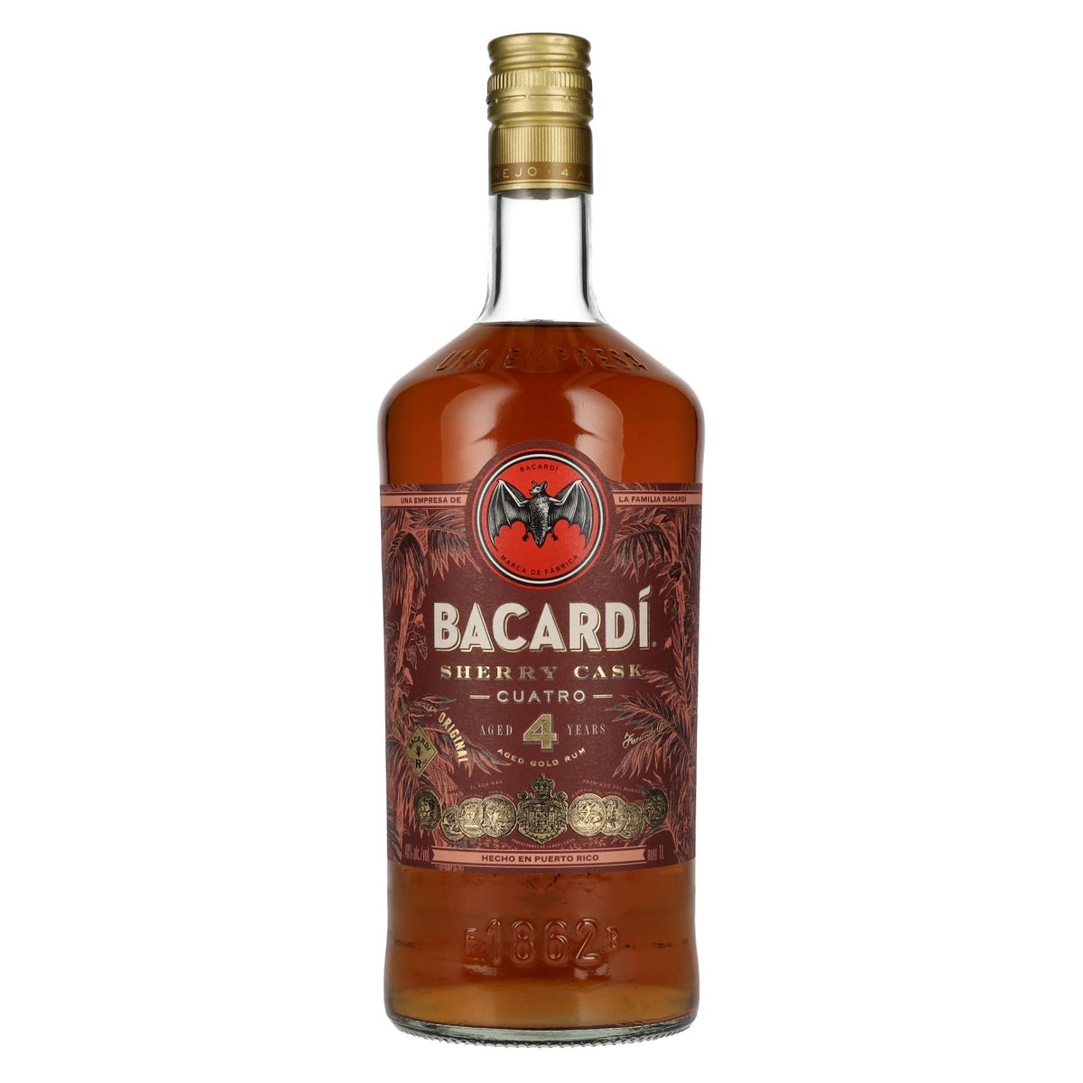 Rhum Bacardi 4 ans d'âge SHERRY CASK CUATRO Gold, 40 % vol., 1 l