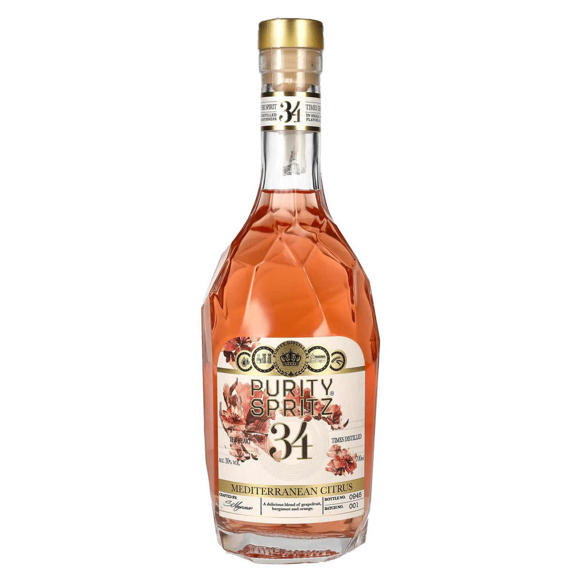 Purity SPRITZ, distillé 34 fois, agrumes méditerranéens, 30 % vol., 0,7 l