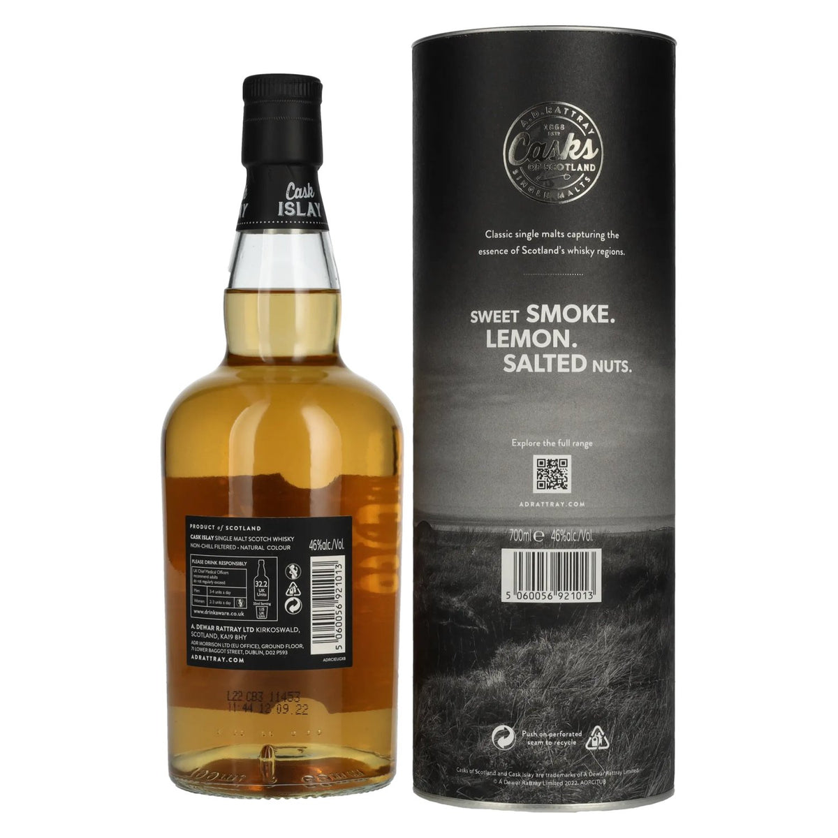 A.D. Rattray Cask ISLAY Single Malt Scotch Whisky 46% vol. 0,7 l in geschenkverpakking